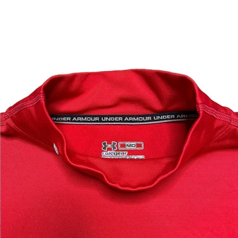UNDER ARMOUR Coldgear Fitted Mock Neck Shirt Red Size Medium - Picture 4 of 6