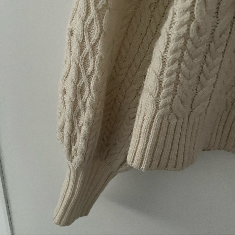 ZARA NWT WOMAN RUFFLED CABLE KNIT SWEATER ECRU size S - Picture 6 of 13