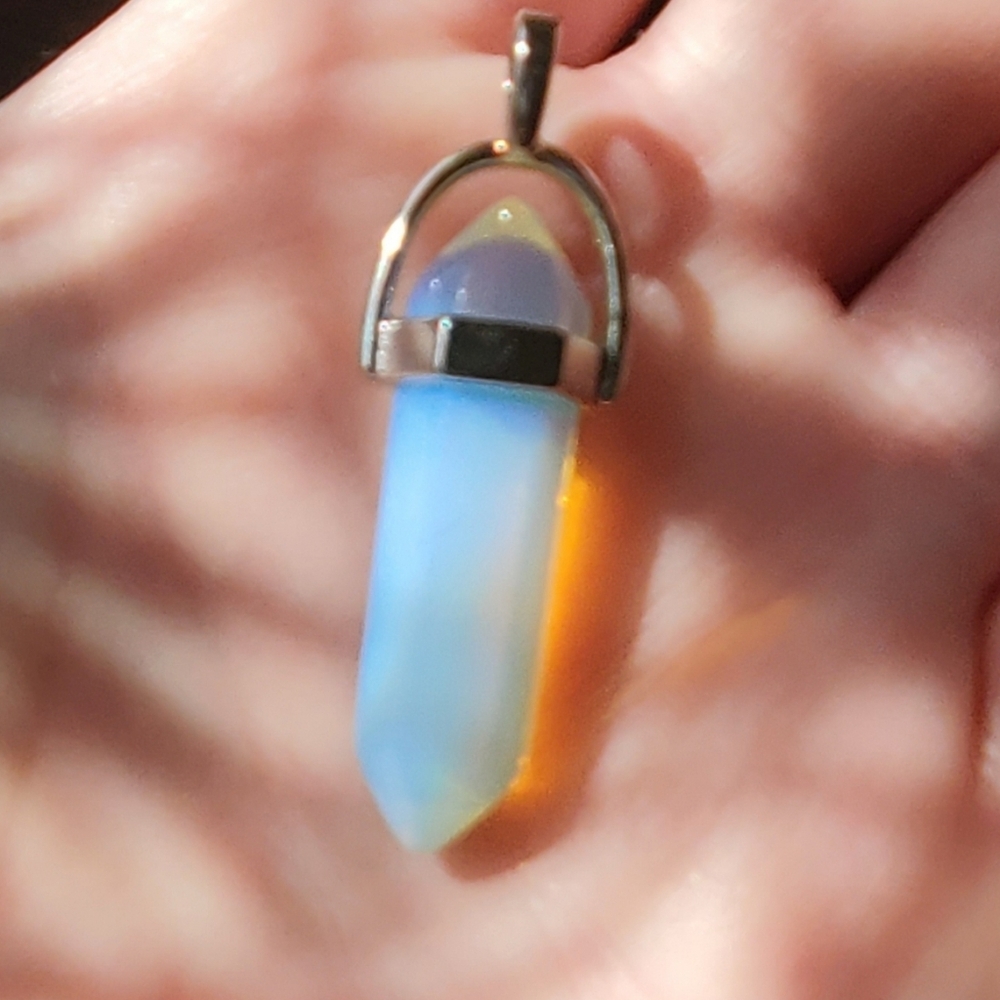 💎BUNDLE 4/$10💎 Opalite Pendant Necklace w/Cord - Picture 2 of 14