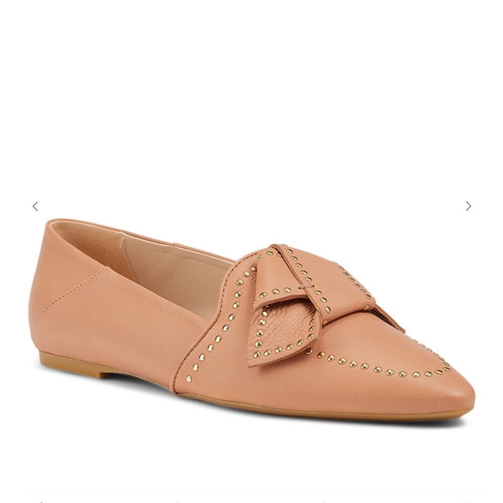Tod’s Studded Knot Ballerina Flats Grained Leather Blush Tan EU 39 US 9