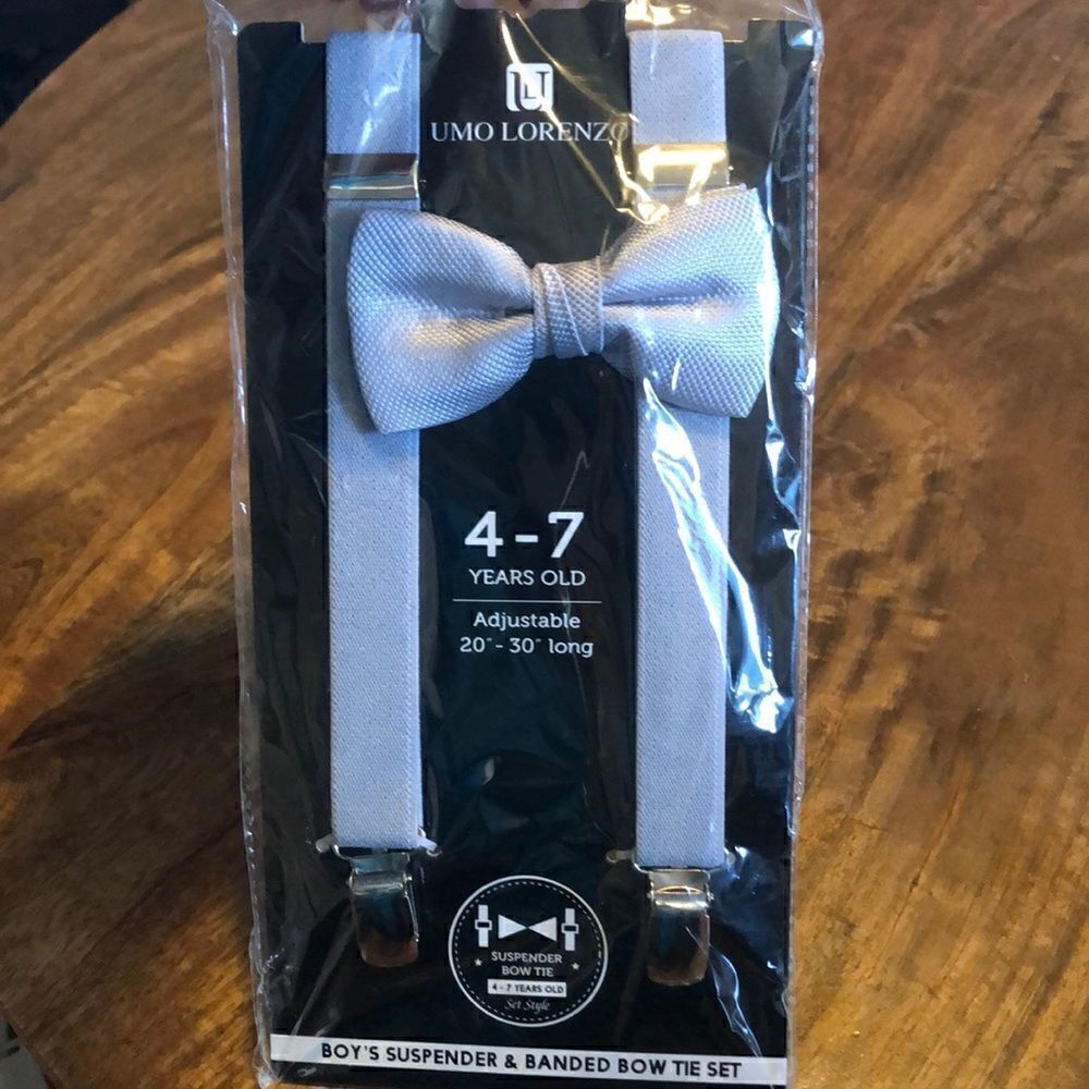 Kids Umo Lorenzo Suspender And Bow Tie Set-Gray