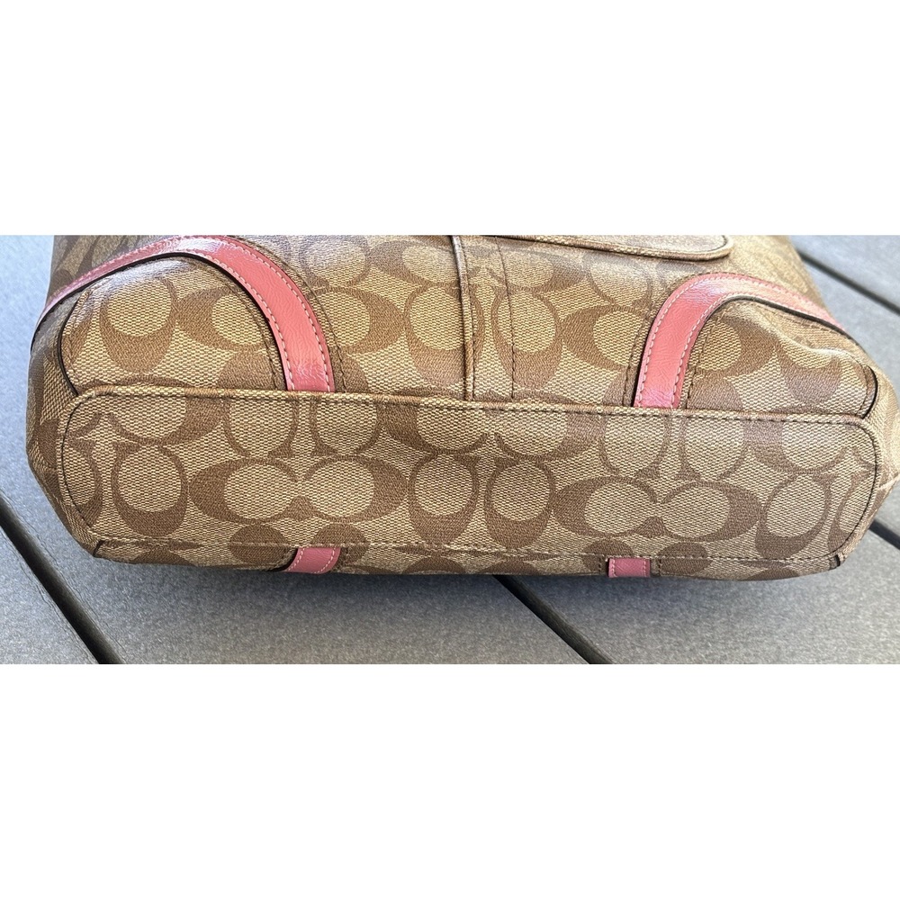 COACH Signature Peyton Tote - F18917 - Tan And Magenta - Picture 3 of 10