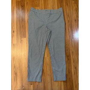 Talbots Women's Gingham Check Side Zip High-Rise Ankle Pants Black White Size 14