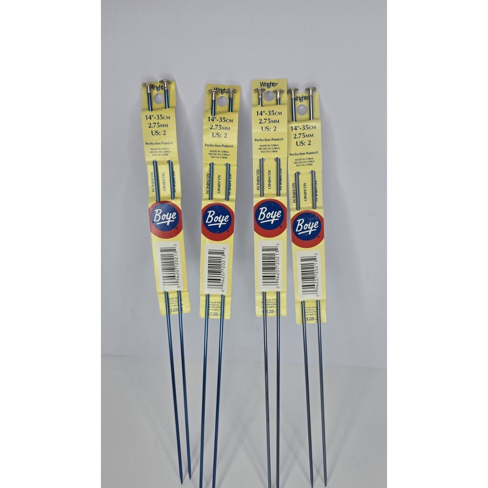 NEW‎ 4 Sets of 2 Wrights Boye Aluminum Knitting Needles Size 2 Blue & Purple