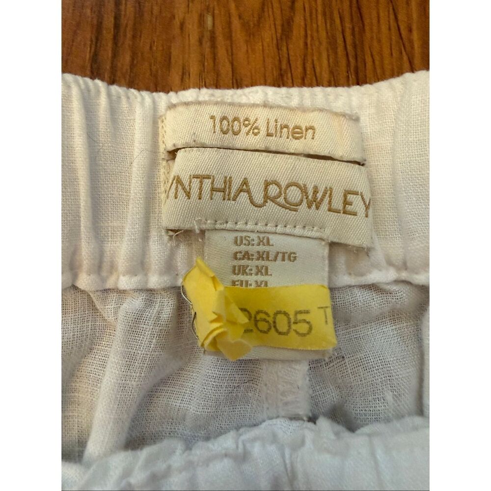 Cynthia Rowley Women's 100% Linen Wide Leg Cropped Pull-on Pants White XL - Picture 2 of 7