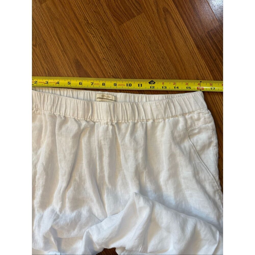 Cynthia Rowley Women's 100% Linen Wide Leg Cropped Pull-on Pants White XL - Picture 5 of 7