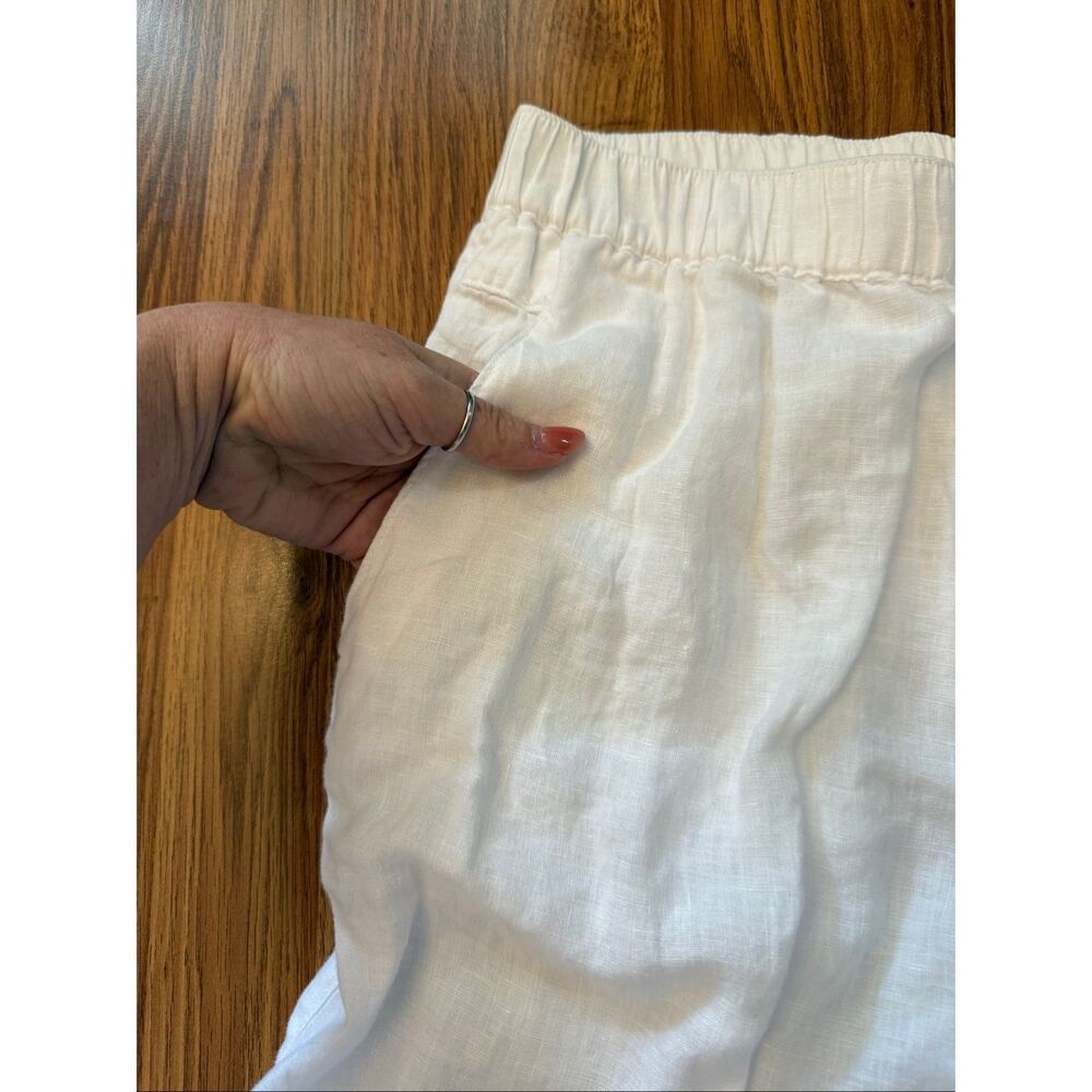 Cynthia Rowley Women's 100% Linen Wide Leg Cropped Pull-on Pants White XL - Picture 3 of 7