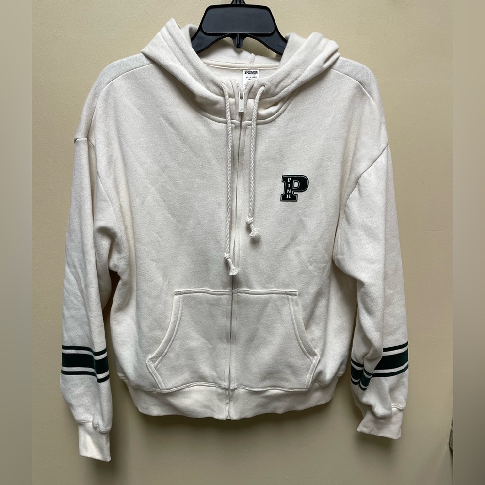 PINK Victoria's Secret Cream Zip-Up Hoodie
