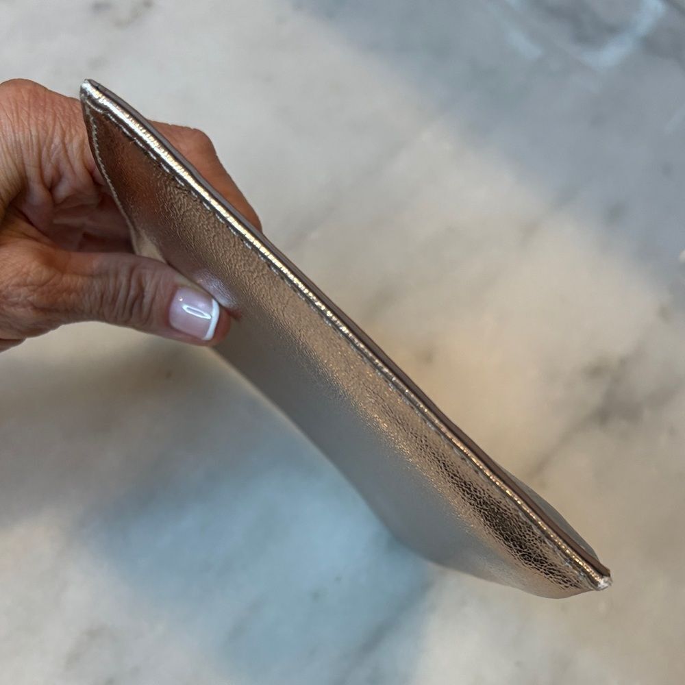 Kate Spade Rose Gold Metallic Leather Pouch Clutch - Picture 9 of 13