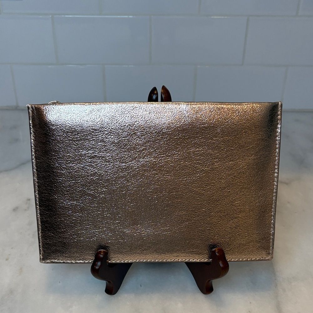Kate Spade Rose Gold Metallic Leather Pouch Clutch - Picture 4 of 13
