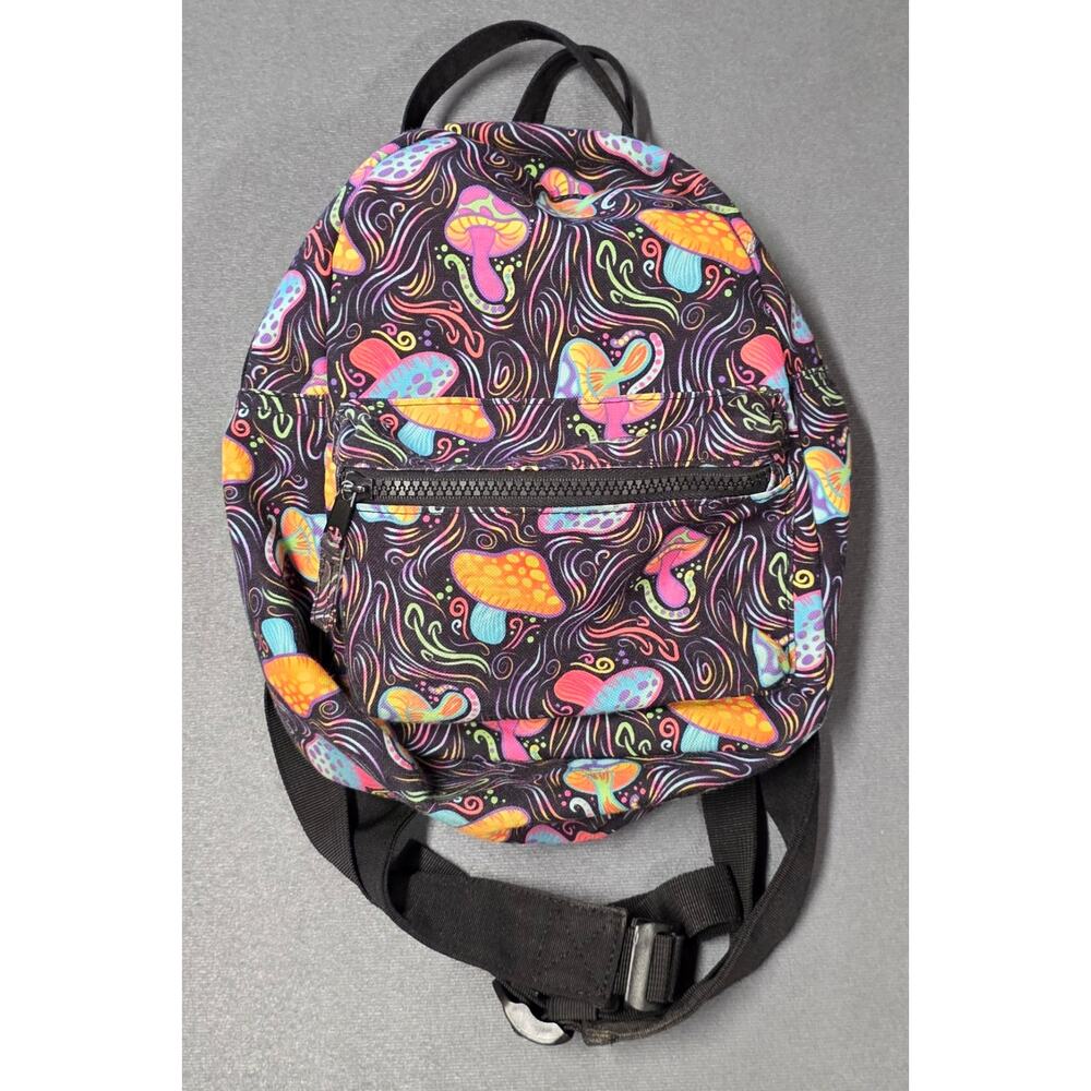 Spencer's Mushroom Mini Backpack Vibrant Psychedelic Festival Compact Whimsygoth