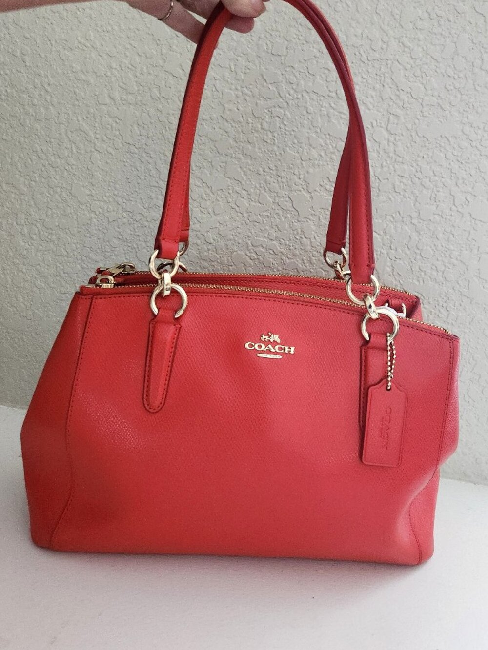 Like New Coach Christie Coral Leather Shoulder Bag Purse