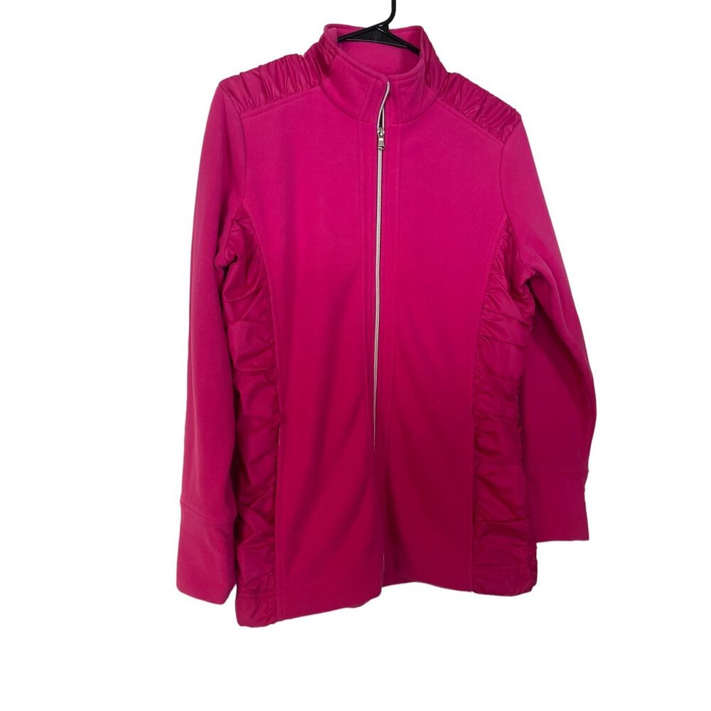 Cutter & Buck Womens Pink Ruched Detail Long Sleeve Full Zip Jacket Size Large