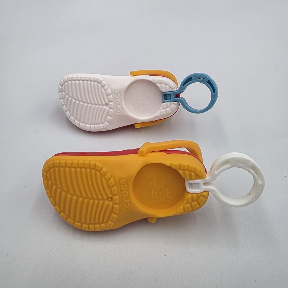 2~McDonalds Happy Meal Kids Shoes Crocs Toys Red Orange Keychain Backpack Hanger - Picture 4 of 5