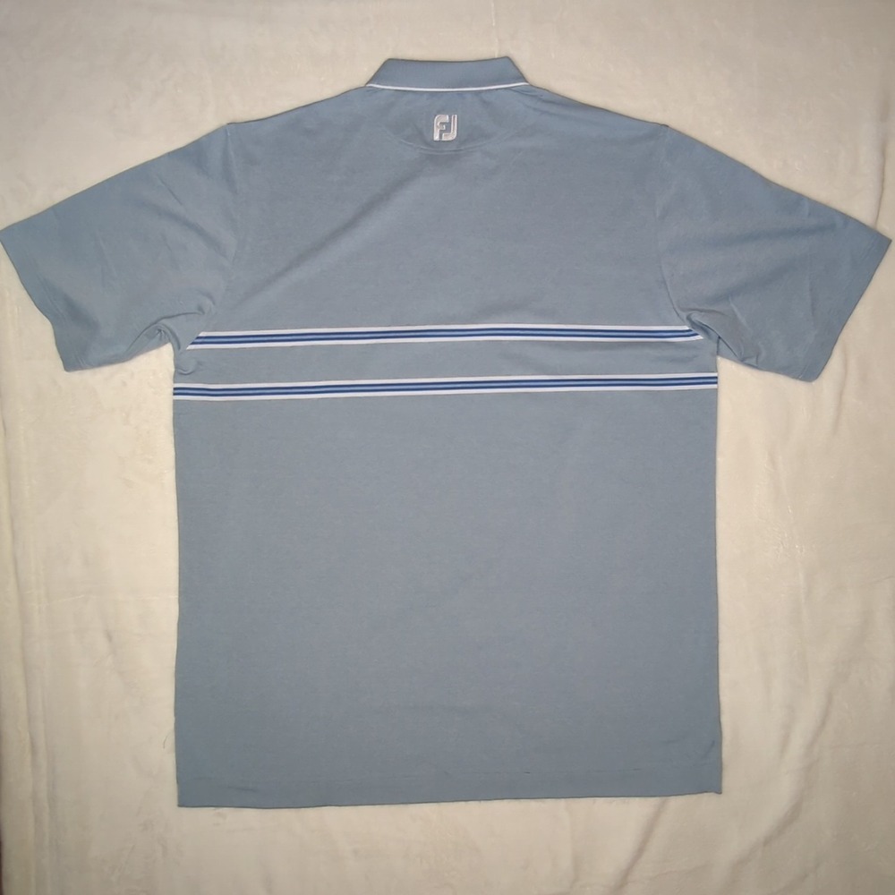 FootJoy FJ Polo Shirt Mens XL Blue/White Striped Pullover Short Sleeve Golf - Picture 7 of 12
