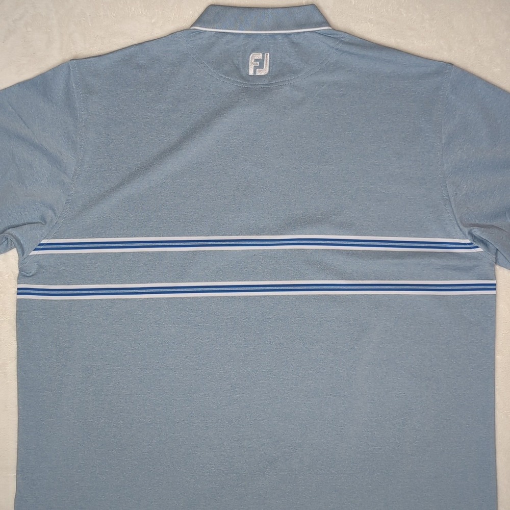 FootJoy FJ Polo Shirt Mens XL Blue/White Striped Pullover Short Sleeve Golf - Picture 8 of 12