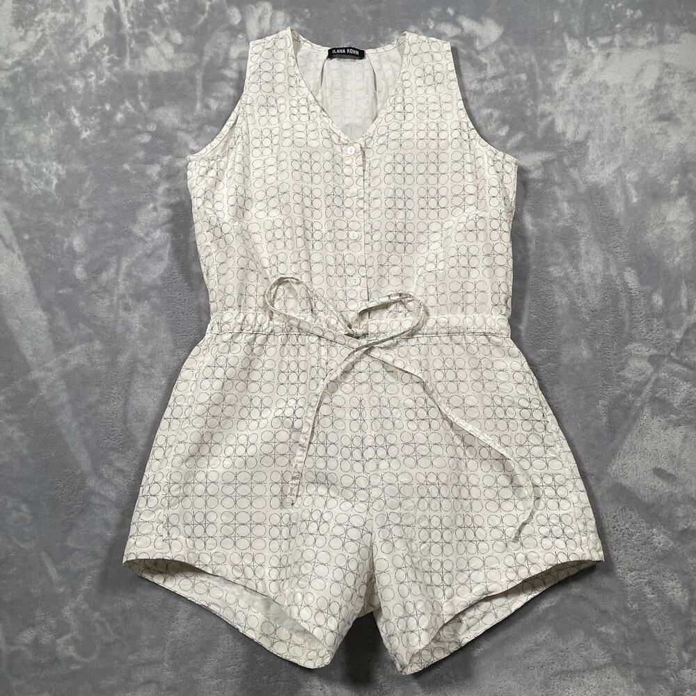 Ilana Kohn Romper Women Small Cream Linen Silk Coastal Luxury Cruise Vacation
