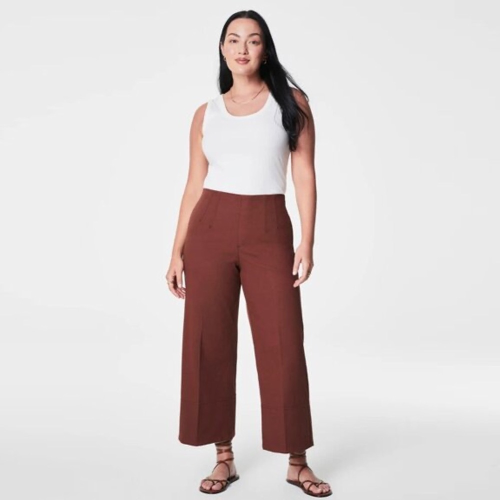 SPANX - Stretch Twill Cropped Wide Leg Pant - Hickory