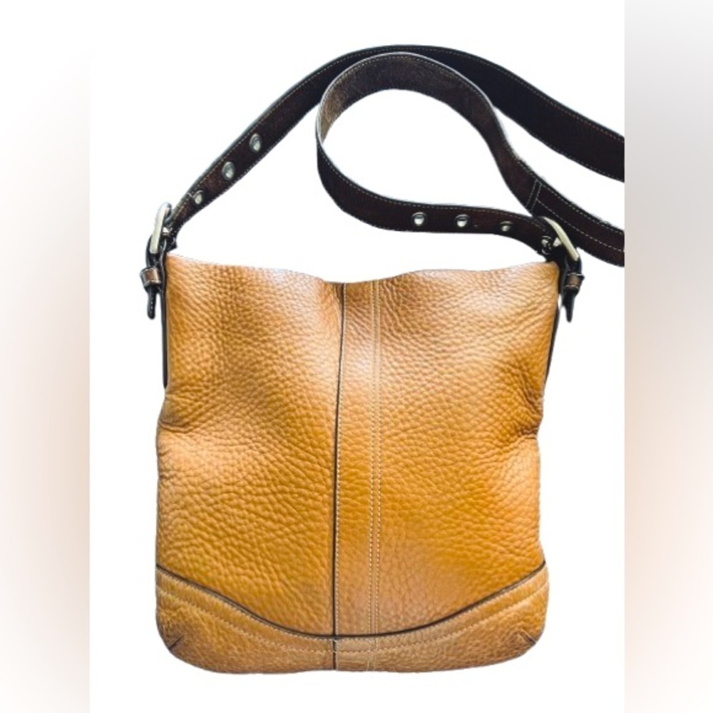Vintage Y2K Coach Legacy Camel Brown Leather Medium Shoulder Duffle Bag Purse