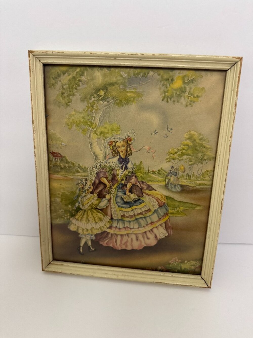 Vintage Victorian Art Print  Lithography Lady Woman Girl
