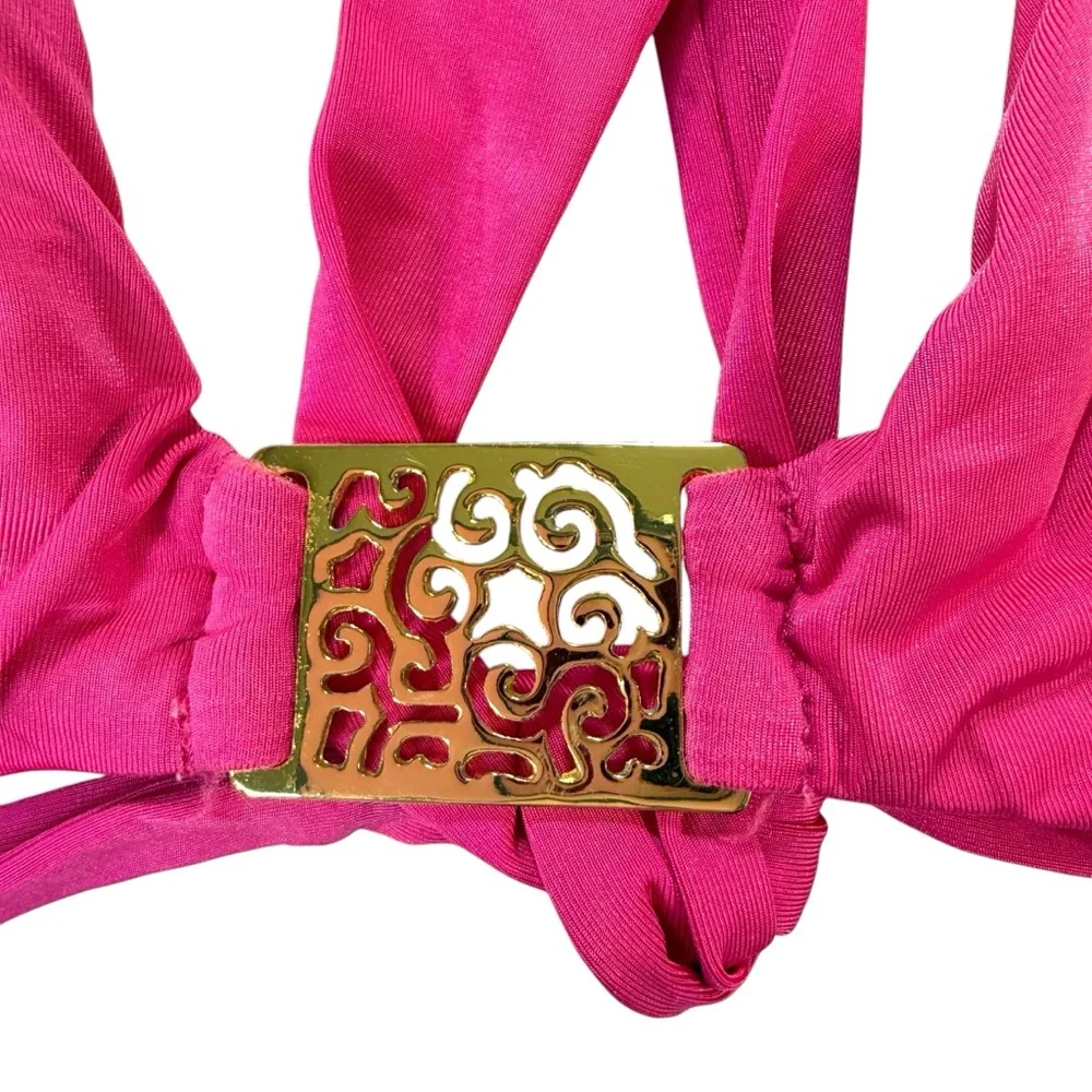 Trina Turk halter bikini top hot pink SZ 6 - Picture 2 of 5