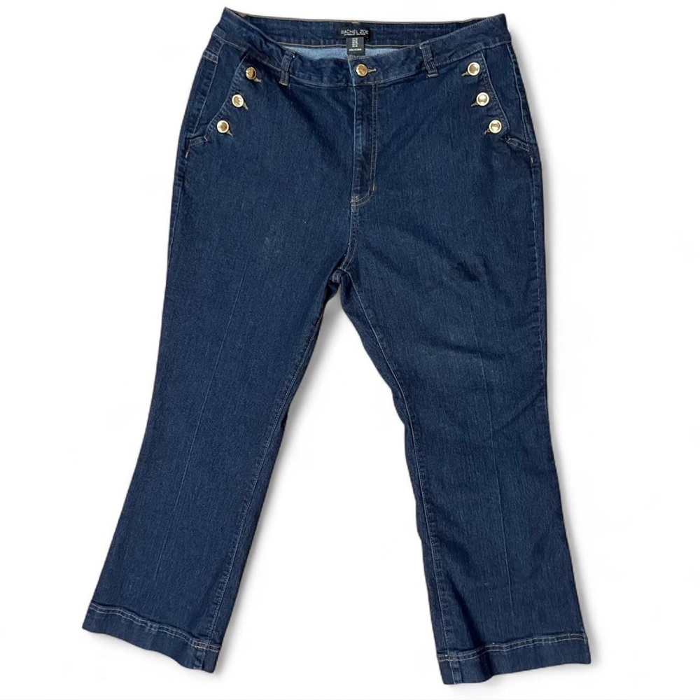 Rachel Zoe Navy Flare Jeans with Gold Buttons