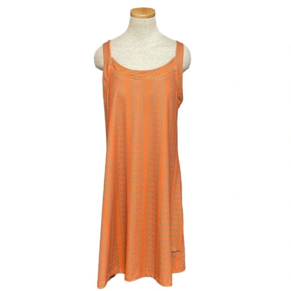 Skhoop Dress Women's X Large XL Orange Grey Geometric Pattern Bra Athletic