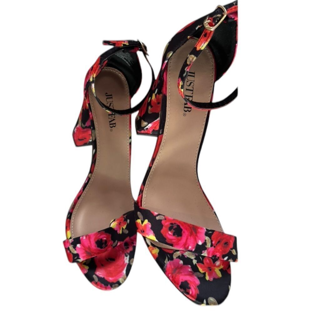 Just Fab Platform Floral Open Toe Heels Size 8 Women’s Red Rose Flower
