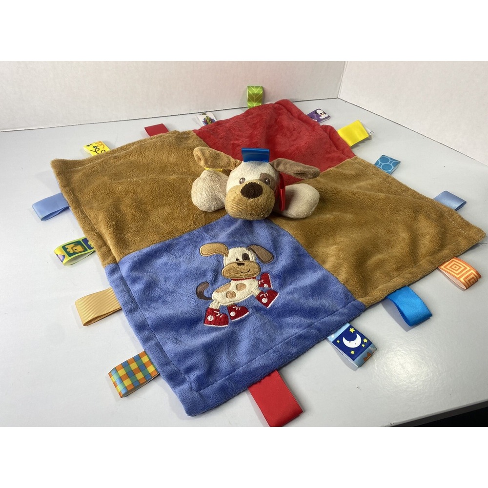 Taggies Baby Teething‎ Blanket Dog Puppy in Middle Blue Mary Meyer Silkie HG2