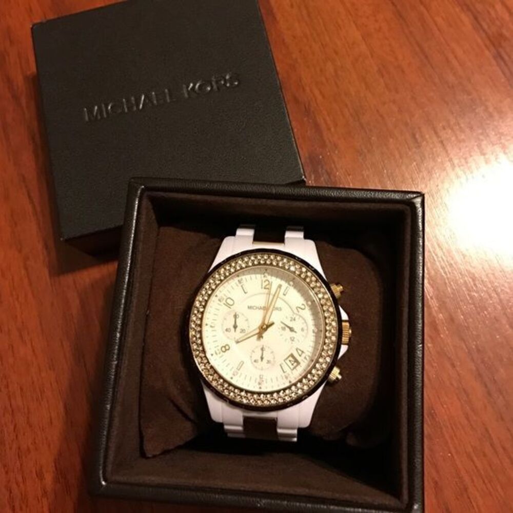 Authentic Michael Kors White/Gold Watch