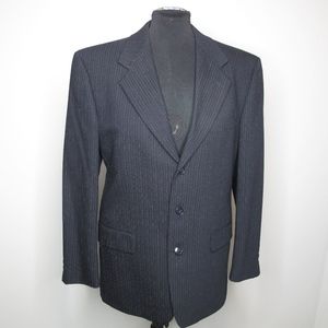 Men’s pinstriped navy 100% wool sport coat vintage‎