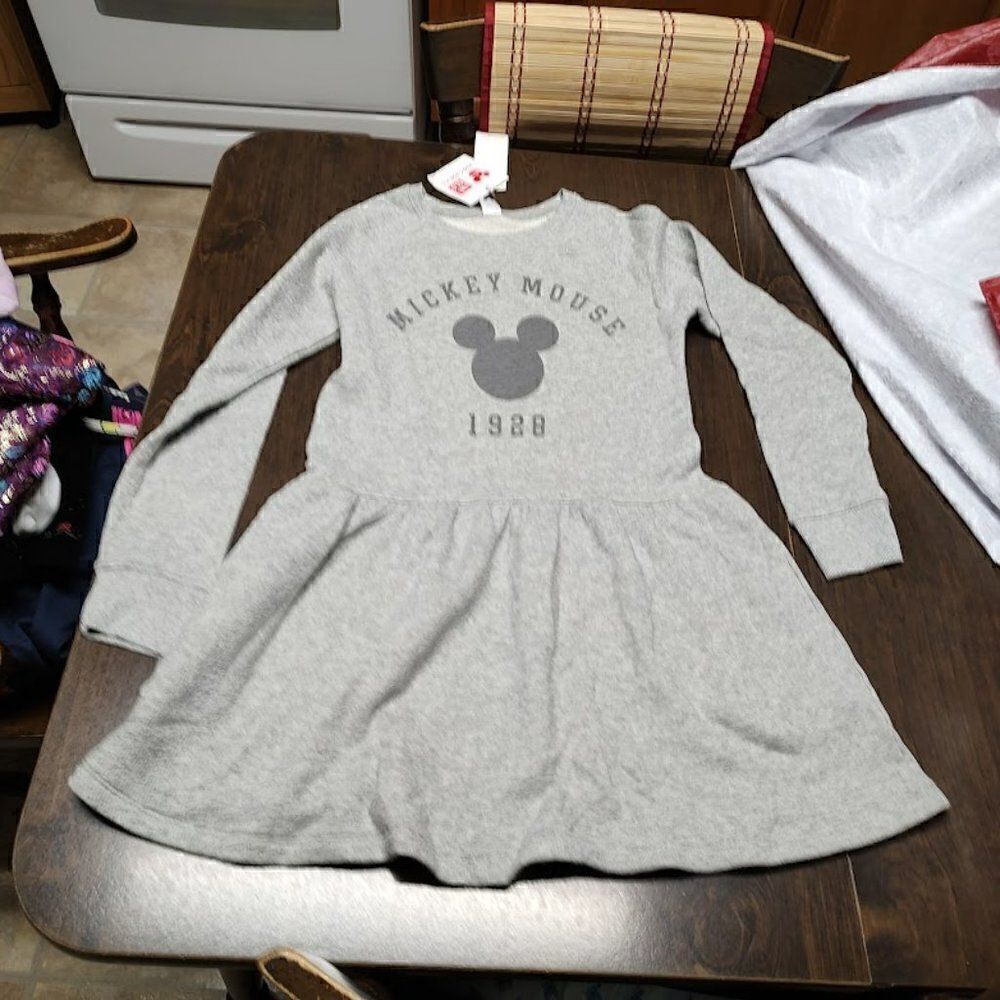 New Disney UniQlo Gray Mickey Sweat Dress Size Girl's 11