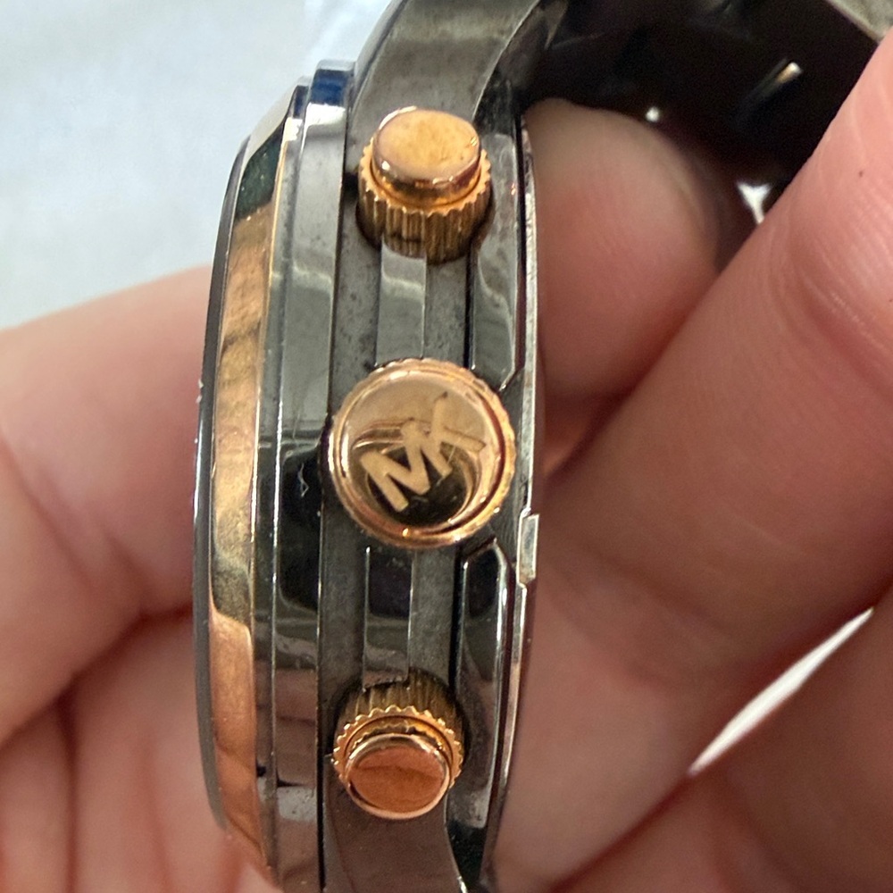 Michael Kors Black and Gold Watch with Chronograph - Picture 3 of 7