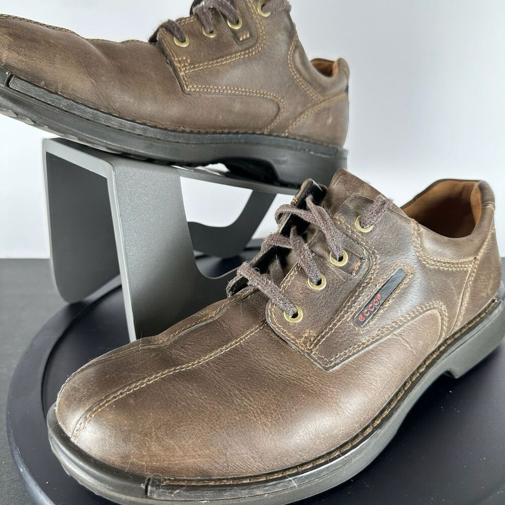 Ecco Light Shock Point Mens Leather Brown Lace Up Oxford Shoes Size 44