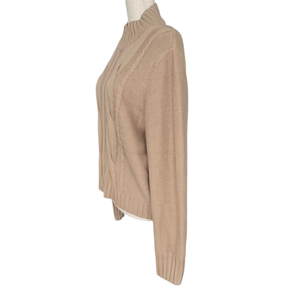 Calvin Klein Womens Cropped Cable Turtle Neck, Tan, Women’s Size L - Picture 3 of 5