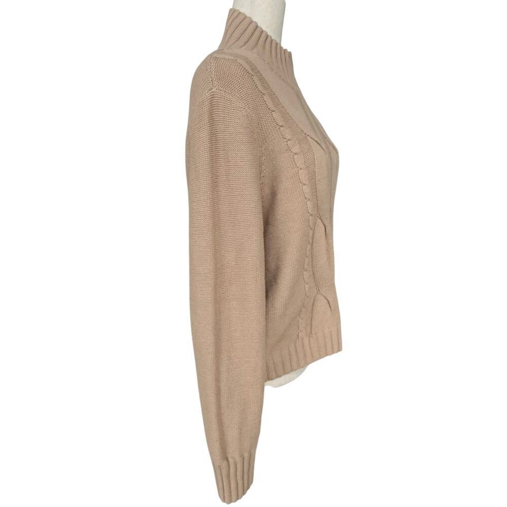 Calvin Klein Womens Cropped Cable Turtle Neck, Tan, Women’s Size L - Picture 4 of 5