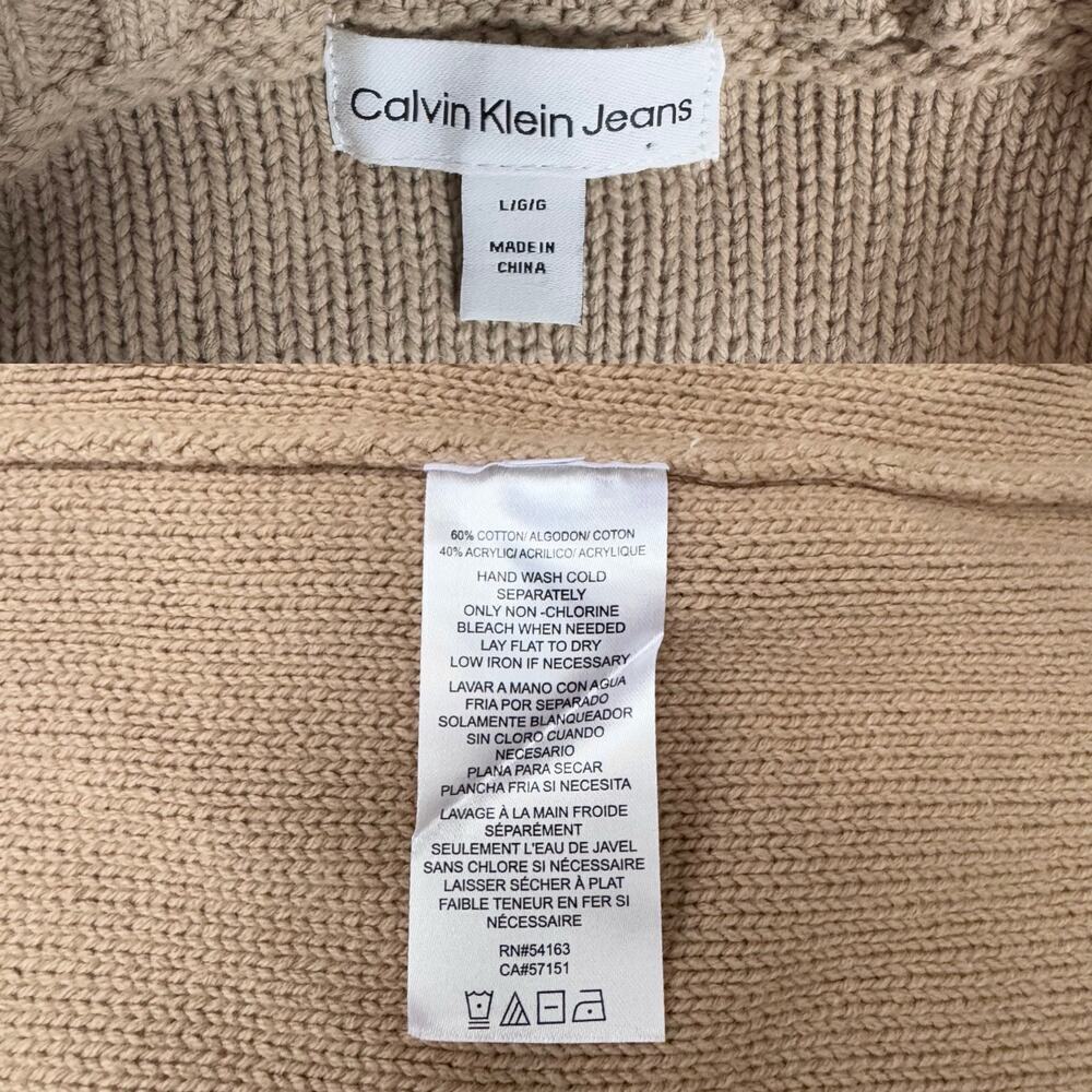 Calvin Klein Womens Cropped Cable Turtle Neck, Tan, Women’s Size L - Picture 5 of 5