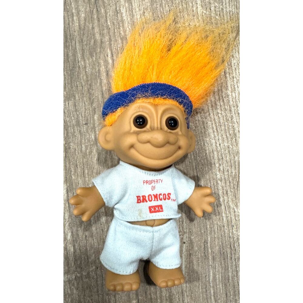 Vintage 1980s Original RUSS Troll Dolls - Lot of 2 Colorado, Denver Broncos