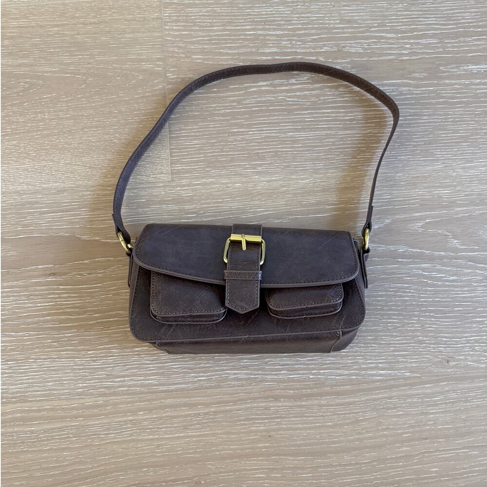 No Brand Shoulder Bag Buckle Pockets Brown
