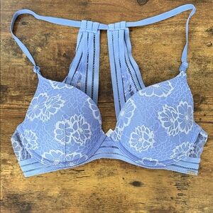 PINK Victoria's Secret Blue Floral Lace Bra