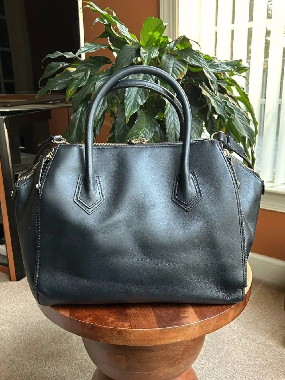 REBECCA MINKOFF Calfskin Leather Two-Way Shoulder Bag, Black - Picture 4 of 11