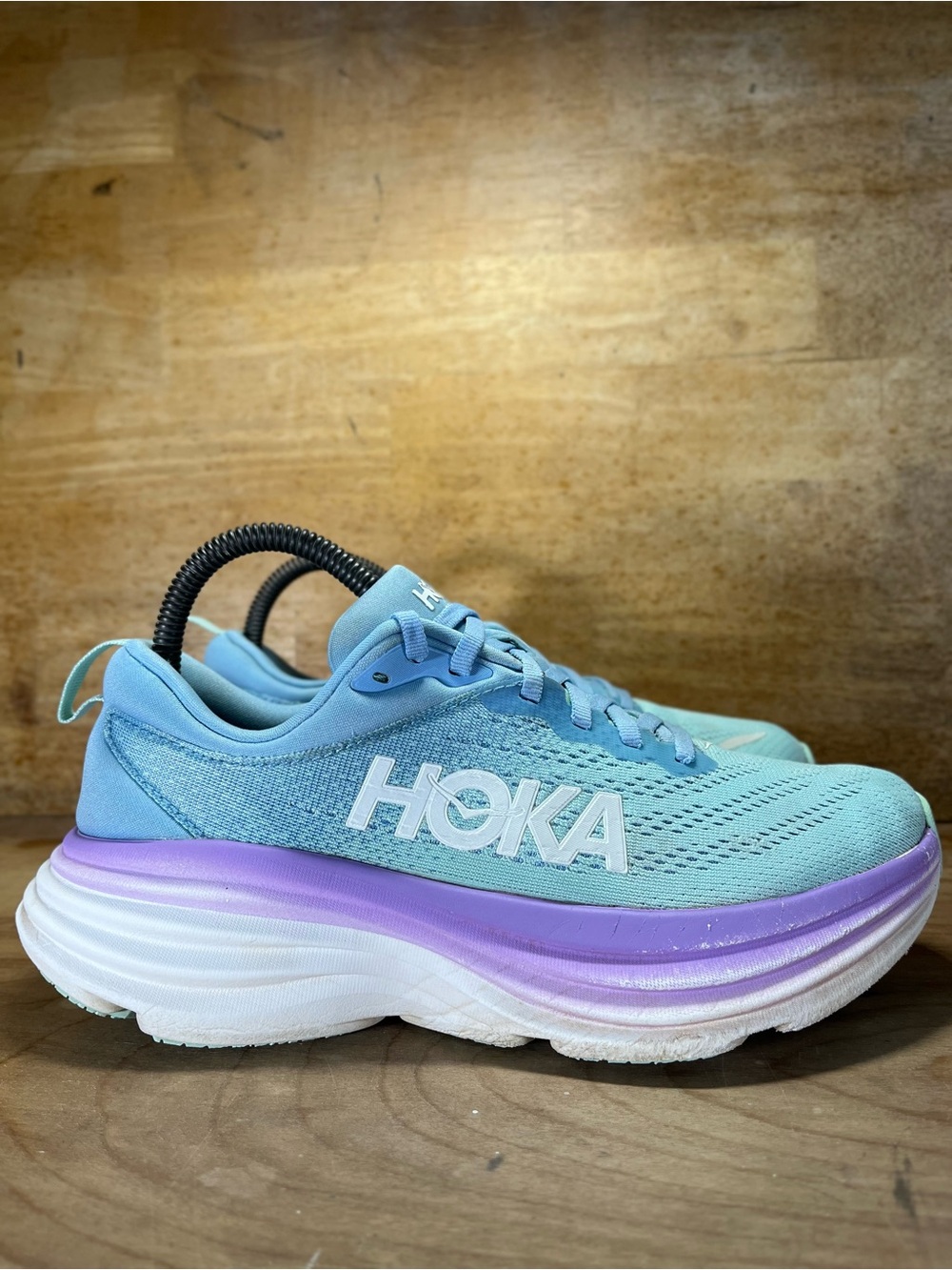 Hoka One One Bondi 8 REFLECTIVE Womens Sz 7.5 Running Shoes Sneakers Blue Purple