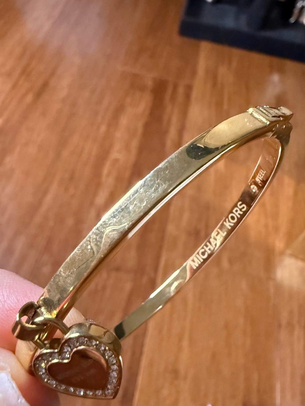 Michael Kors Heart Logo Gold Bangle Bracelet - Picture 3 of 7