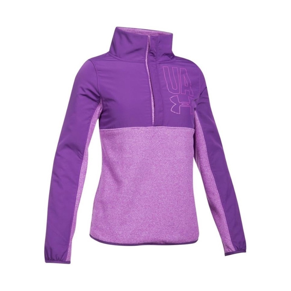 Under Armour UA Girls Cold Gear Phenom Fleece 1/2 Snap Pullover S Purple Rave