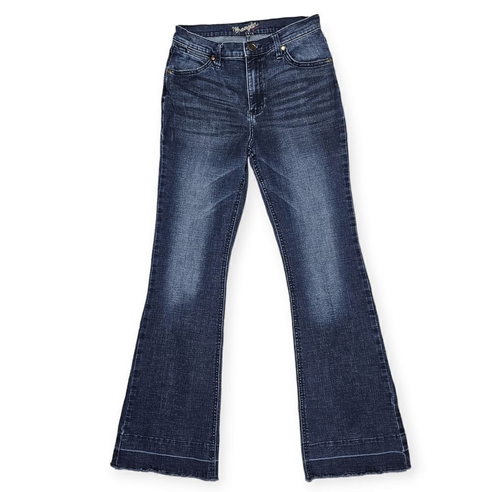 Wrangler High Rise Flare Blue Denim Jeans Women's Size 9/10 - Picture 2 of 10