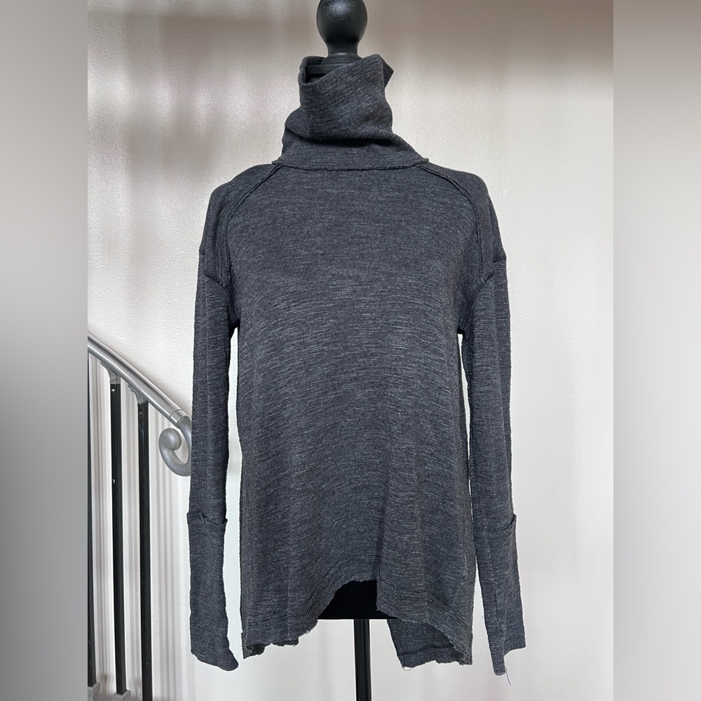 We the free grey turtleneck split back tunic