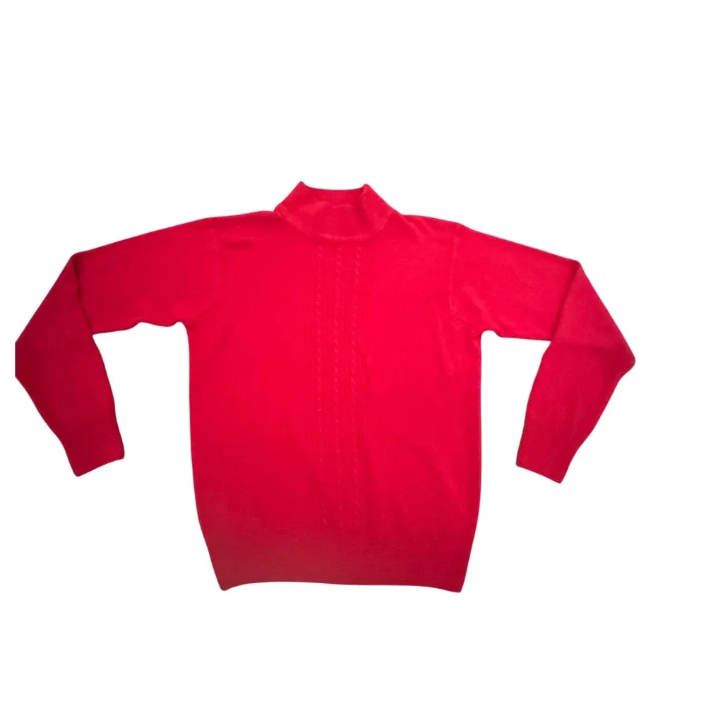 Crystal Kobe Womens Red Mock Neck Cable Knit Pullover Sweater Size M RN 69377 - Picture 1 of 5