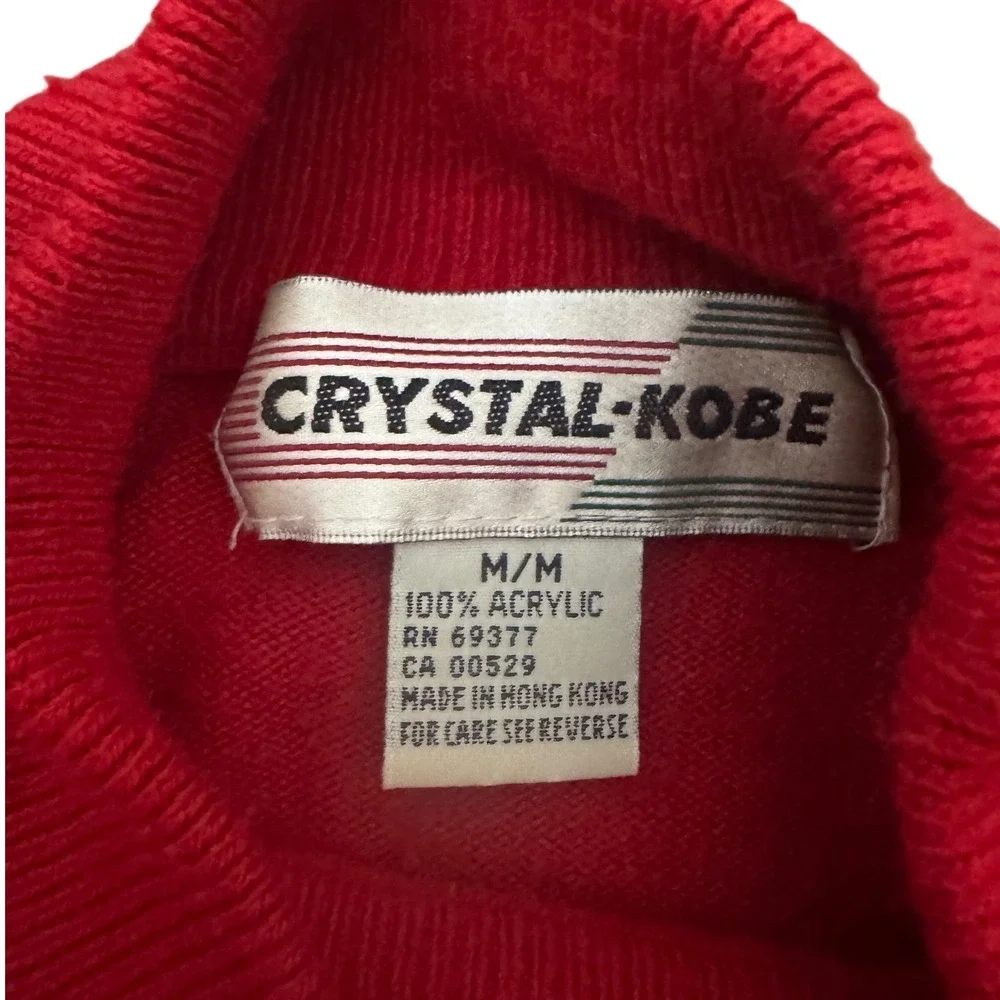 Crystal Kobe Womens Red Mock Neck Cable Knit Pullover Sweater Size M RN 69377 - Picture 2 of 5