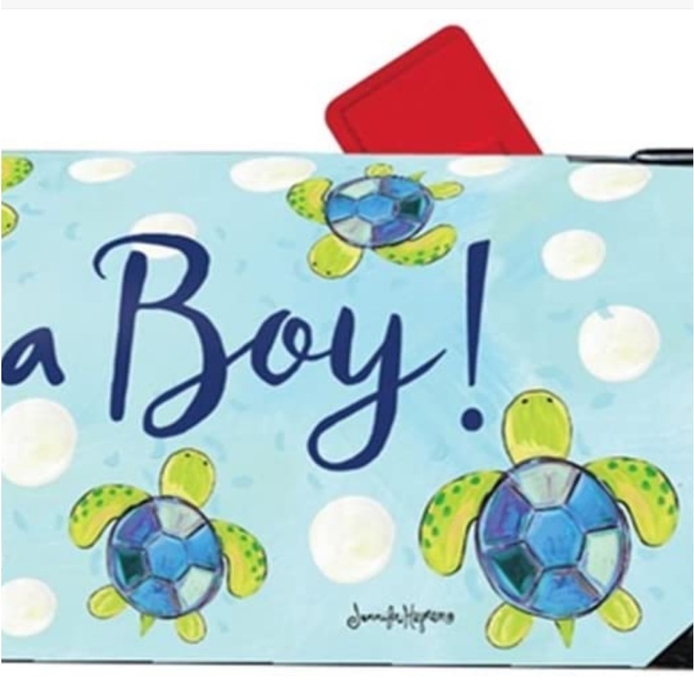 Magnet Works MailWrap Sea Turtle It's a Boy Mailbox Cover For Standard Mailboxes - Picture 5 of 13