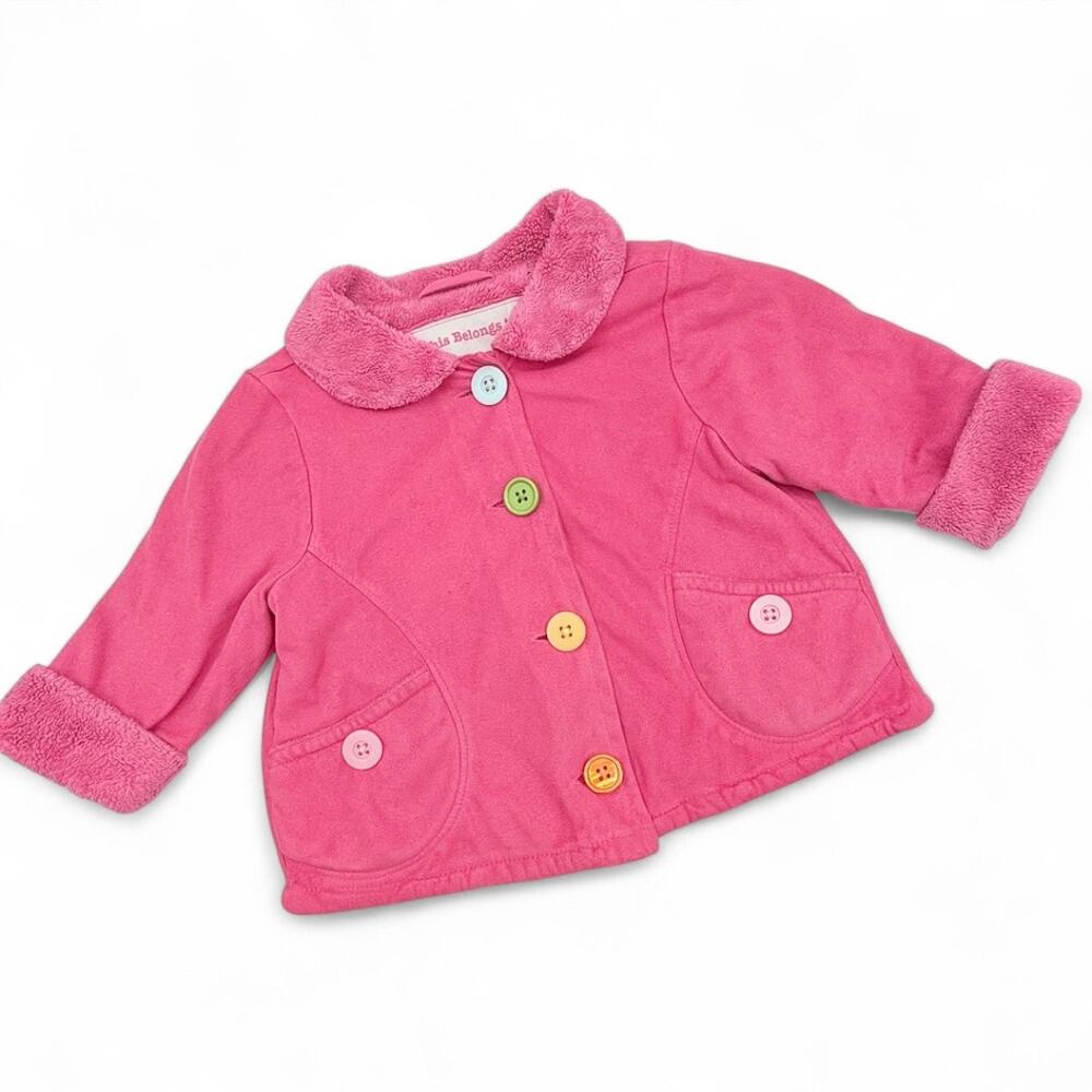 Gymboree Cute as a Button Baby Jacket 6-12M Vintage 2007 Classic Pink Lined Y2K‎